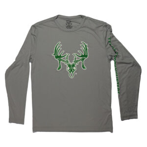 Mens Silver Performance L/S T-Shirt - TTHA Skull Green Logo