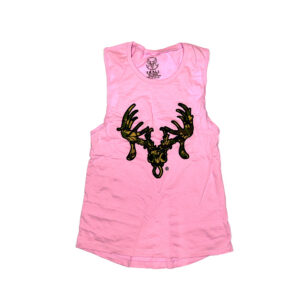 Ladies Pink Tank-Top - TTHA Camo Skull Circle