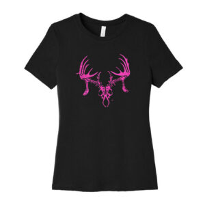 Ladies Black T-Shirt - Pink Skull