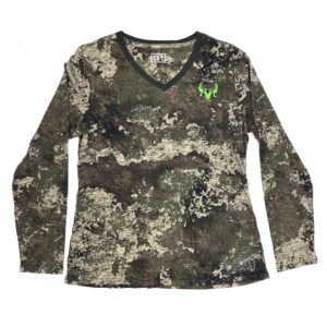 Ladies L/S V-neck Tee - Camo
